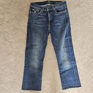 7 For All Mankind 27 Cropped Bootcut Dark Blue Straight Jeans